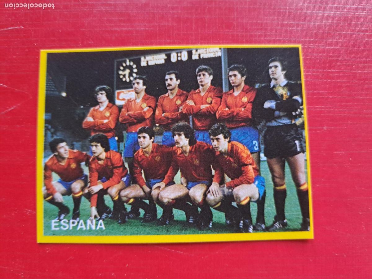 Cromos de F&uacute;tbol: FUTBOL EN ACCION DANONE MUNDIAL 82 N&ordm; 45 ALINEACION ESPA&Ntilde;A ESPA&Ntilde;OLA NUNCA PEGADO