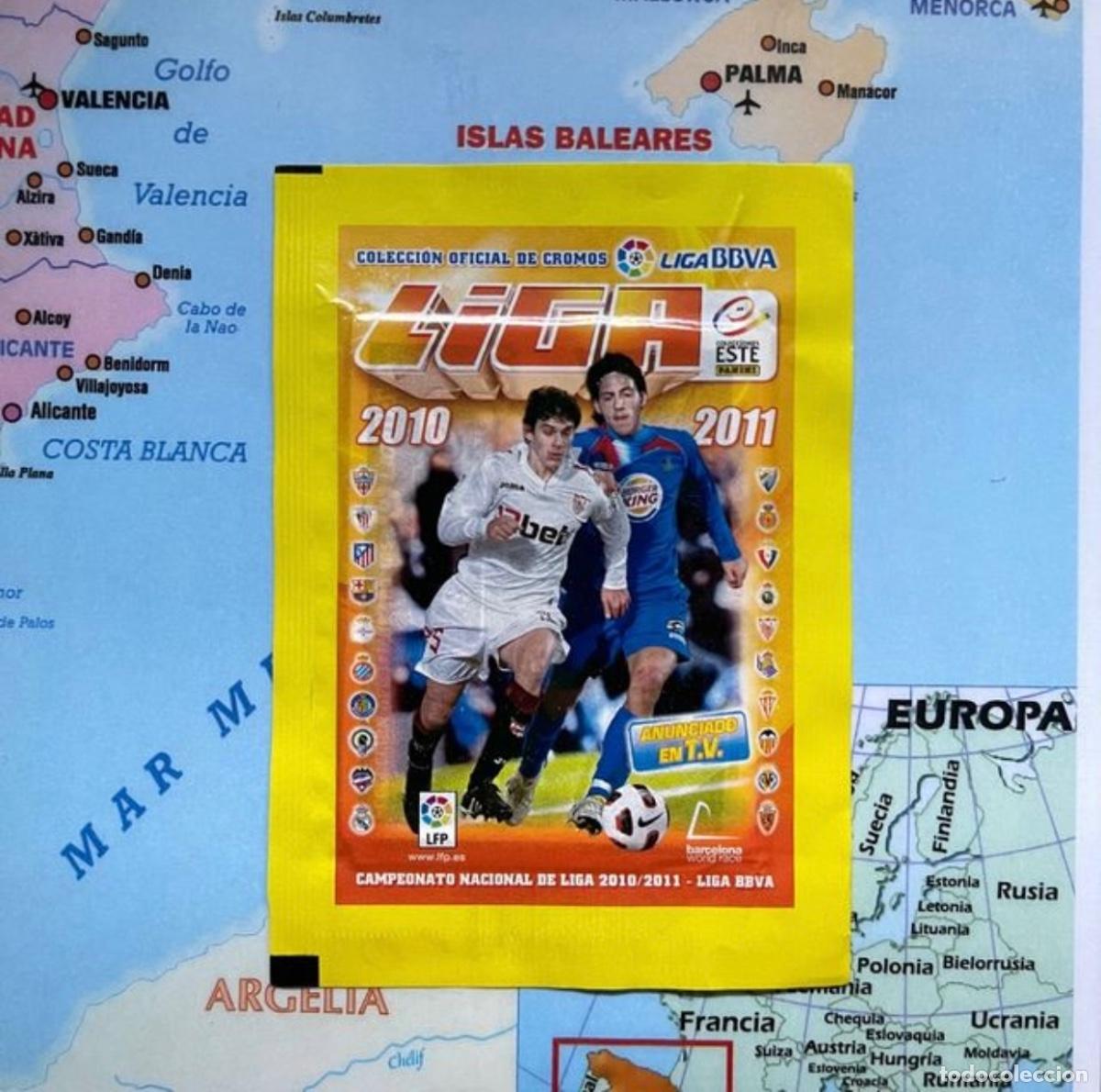 Cromos de f&uacute;tbol: Sobre sin abrir versi&oacute;n estrecha liga este 10-11 2010-2011