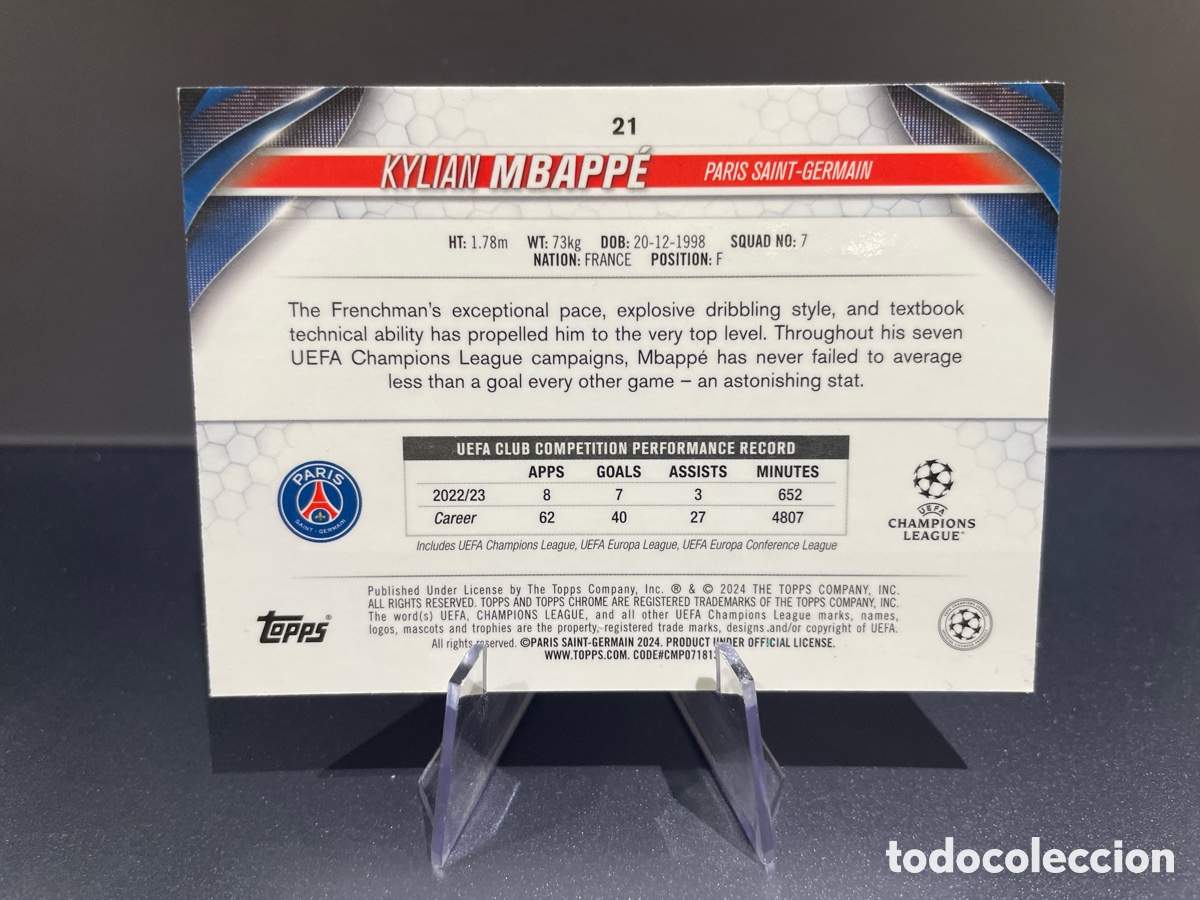 Cromos de f&uacute;tbol: Mbappe 21 Topps Chrome 2024 PSG - Foto 2