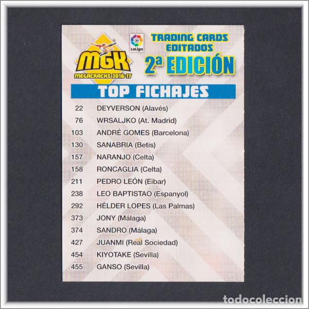 Football Stickers: MEGACRACKS 2016 2017 16 17 PANINI INDICE 2&ordf; EDICI&Oacute;N FICHAJES ALBUM LIGA MEGA CRACKS MGK - 2 SEGUNDA