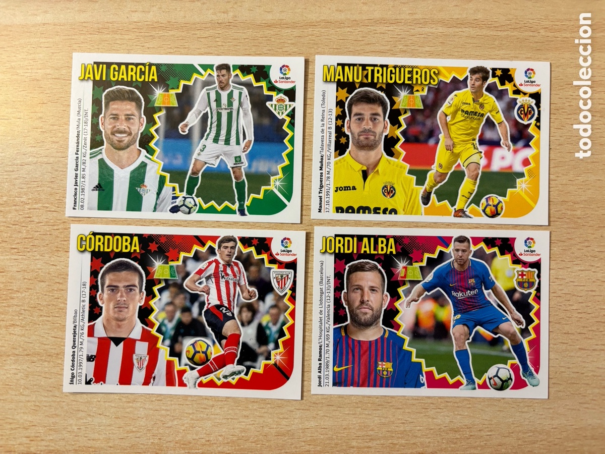 Cromos de F&uacute;tbol: 4 cromos con trasera err&oacute;nea Ediciones Este 2018-19