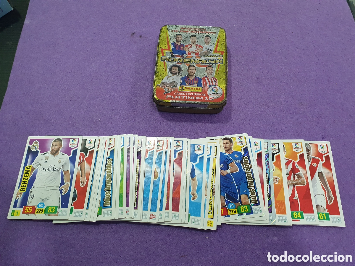 Figurine di Calcio: Lote de cromos Adrenalyn 2018/19. Con caja de lata. (L21)