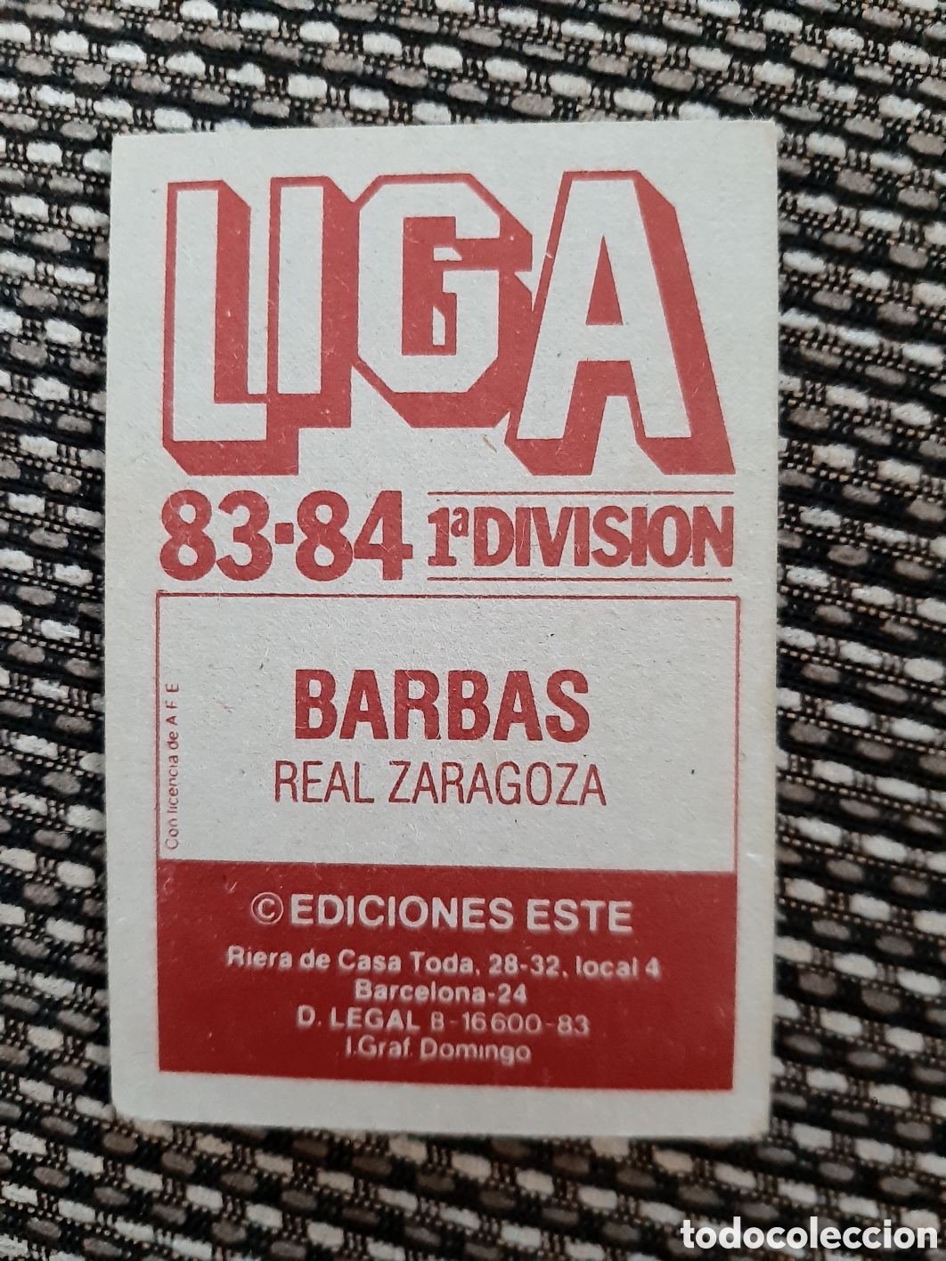 Cromos de f&uacute;tbol: VERSION BARBAS.. ZARAGOZA.. SIN PEGAR ESTE 83 84 #1 - Foto 2