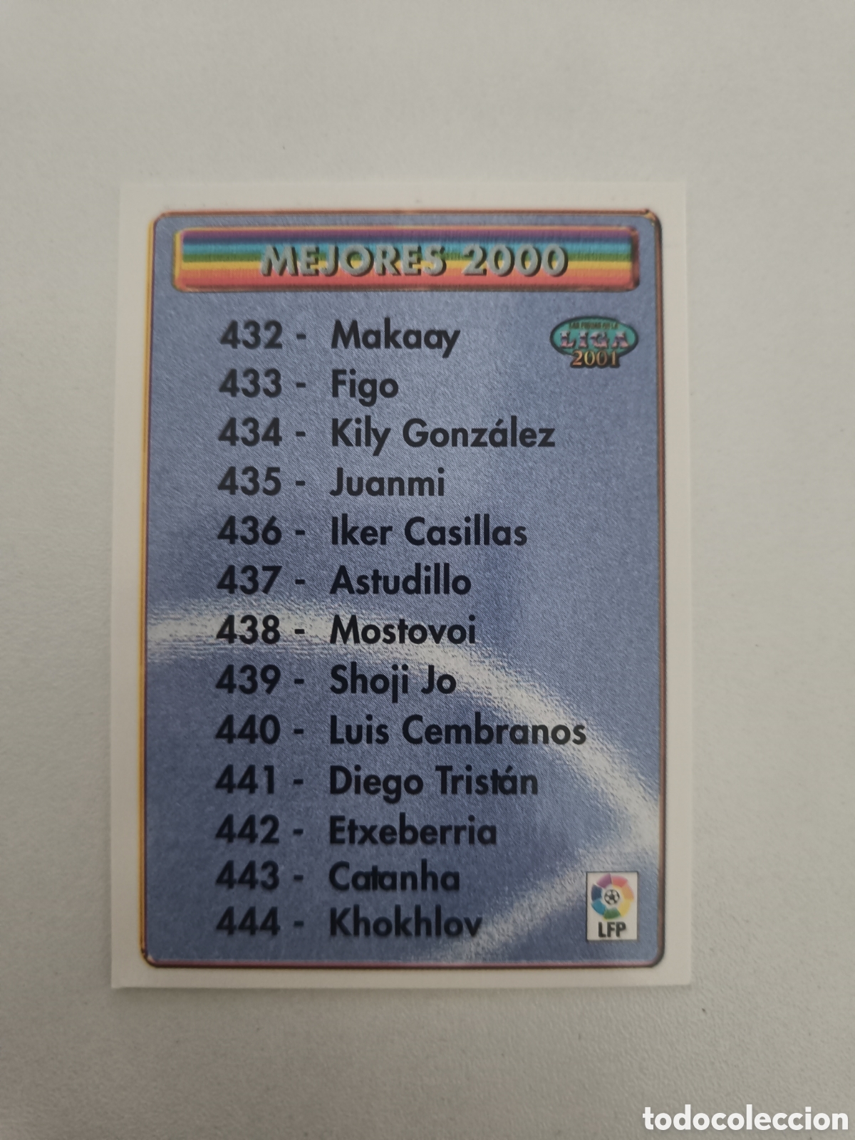 Cromos de F&uacute;tbol: Fichas liga 2001 mundicromo 431 indice mejores 2000