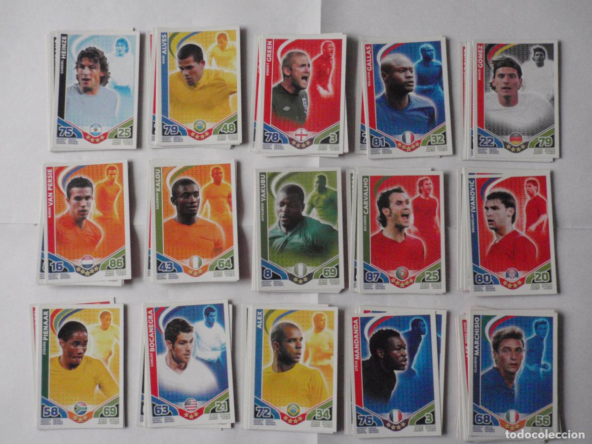 Cromos de Futebol: Lote 84 cromos fichas DIFERENTES. Trading Cards Game MUNDIAL 2010 Match Attax Topps