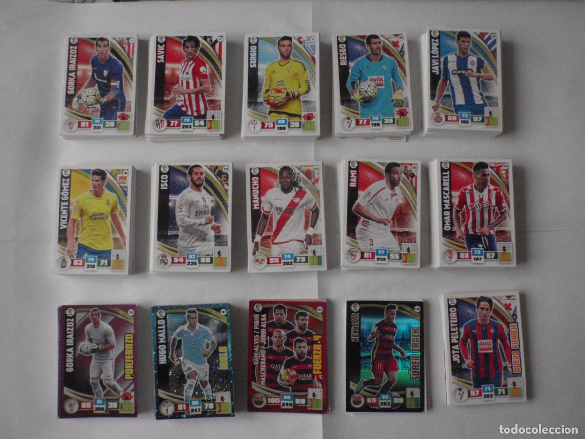 Fu&szlig;ball-Sticker: LOTE 445 cromos trading cards diferentes de futbol. Fichas ADRENALYN XL LIGA 2015 2016 PANINI. 15 16