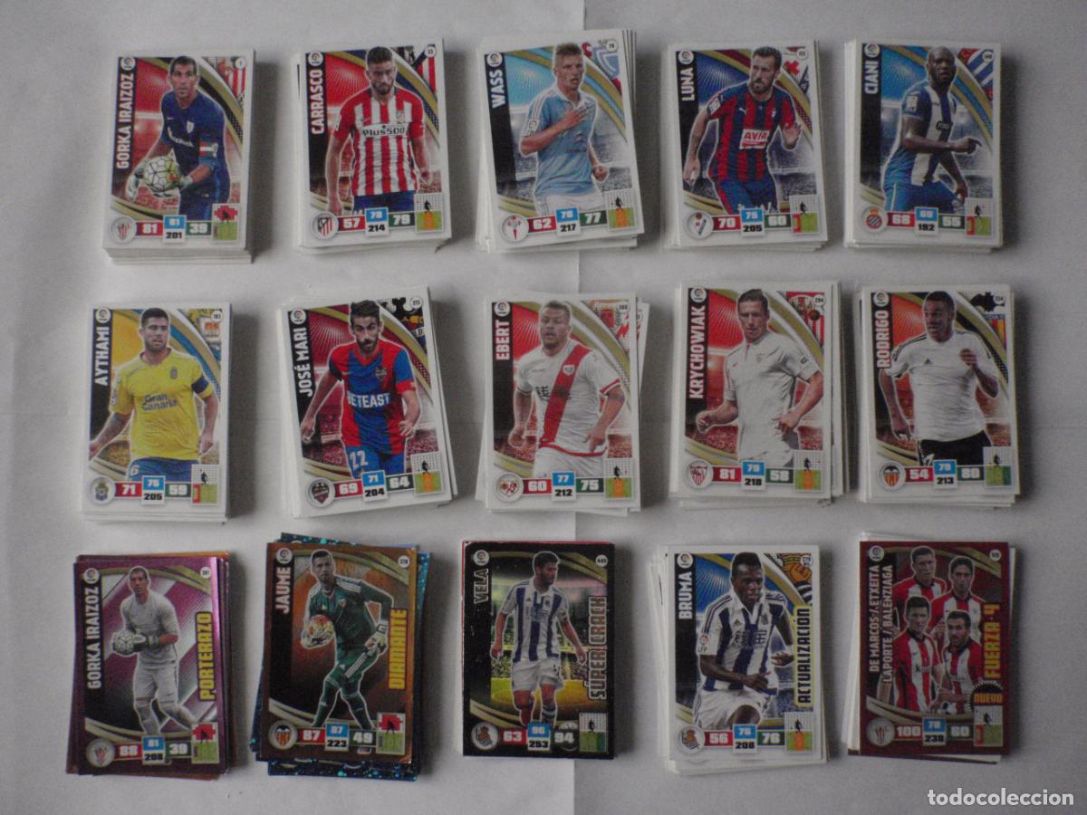 Fu&szlig;ball-Sticker: LOTE 350 cromos trading cards diferentes de futbol. Fichas ADRENALYN XL 2015 2016 PANINI. 15 16
