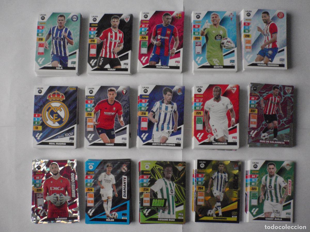 Fu&szlig;ball-Sticker: LOTE 341 cromos trading cards diferentes de futbol. Fichas LIGA ADRENALYN XL 2023 2024 PANINI. 23 24