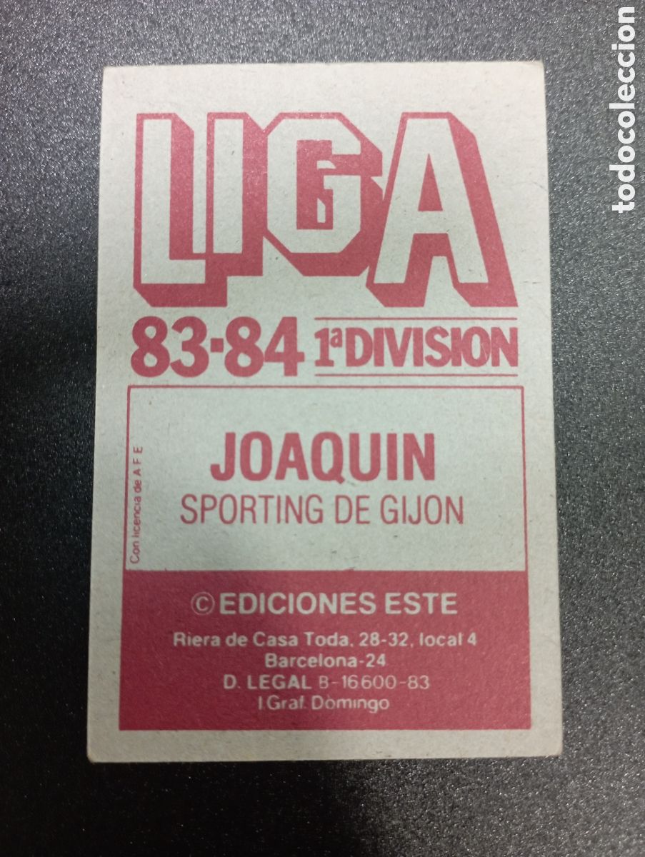 Cromos de f&uacute;tbol: Ediciones Este 83-84 Joaqu&iacute;n Sporting de Gij&oacute;n NUNCA PEGADO - Foto 2