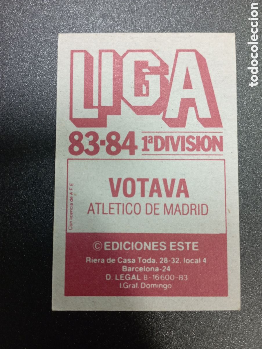 Cromos de f&uacute;tbol: Ediciones Este 83-84 VOTAVA AT. DE MADRID - Foto 2