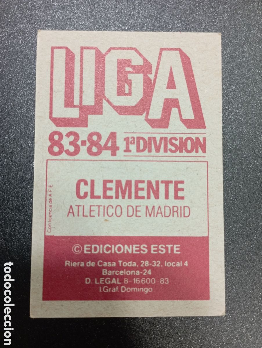 Cromos de f&uacute;tbol: Ediciones Este 83-84 CLEMENTE AT. DE MADRID - Foto 2