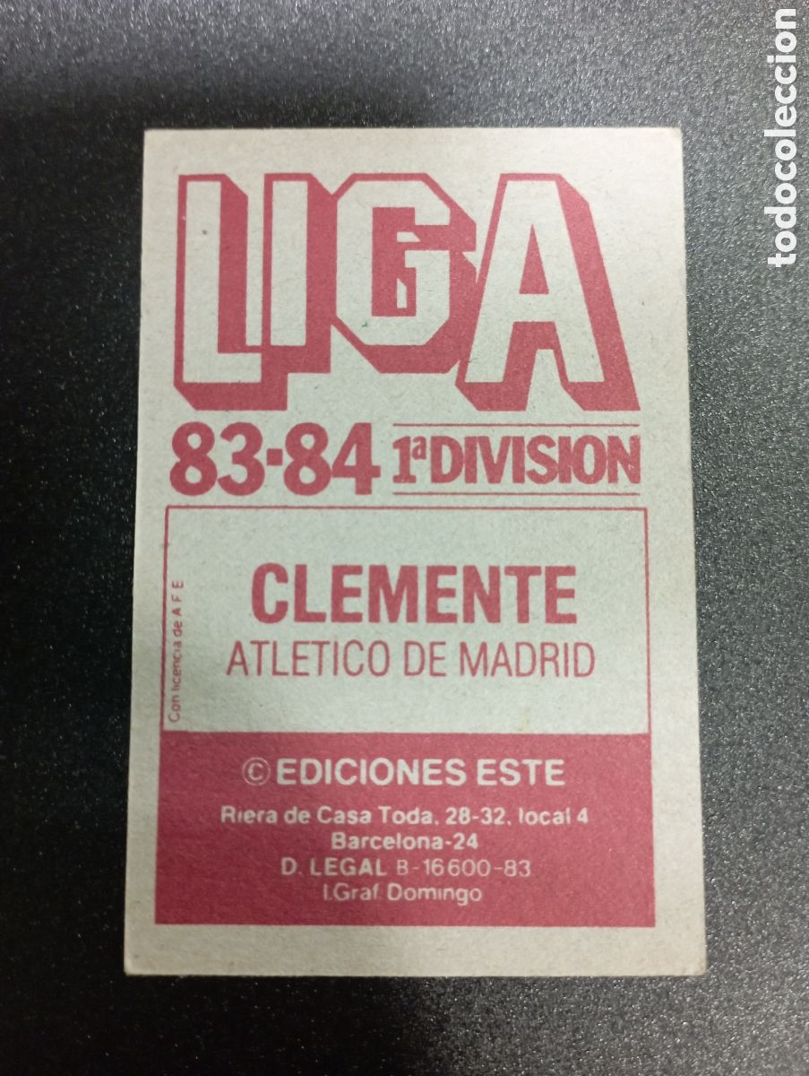 Cromos de f&uacute;tbol: Ediciones Este 83-84 CLEMENTE AT. DE MADRID - Foto 2