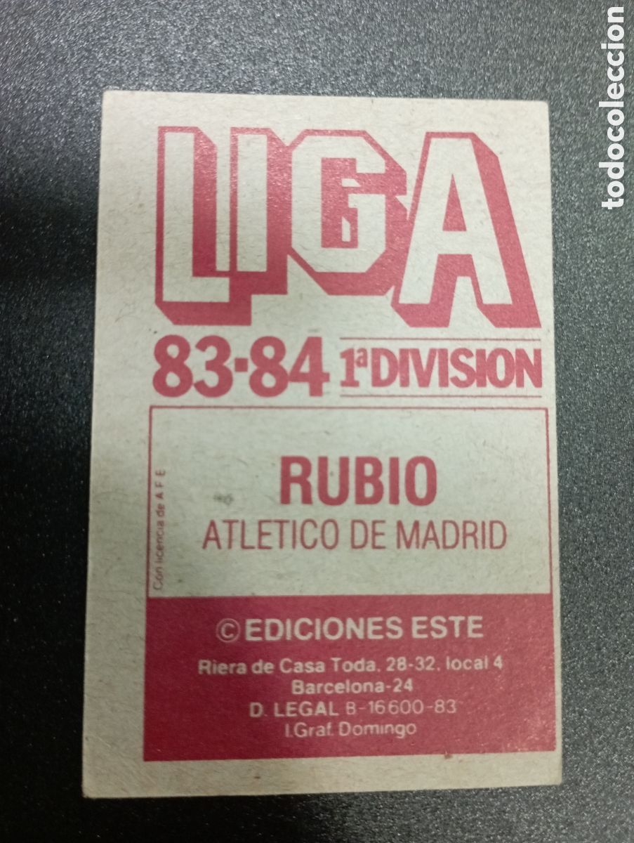 Cromos de f&uacute;tbol: Ediciones Este 83-84 RUBIO AT. DE MADRID - Foto 2