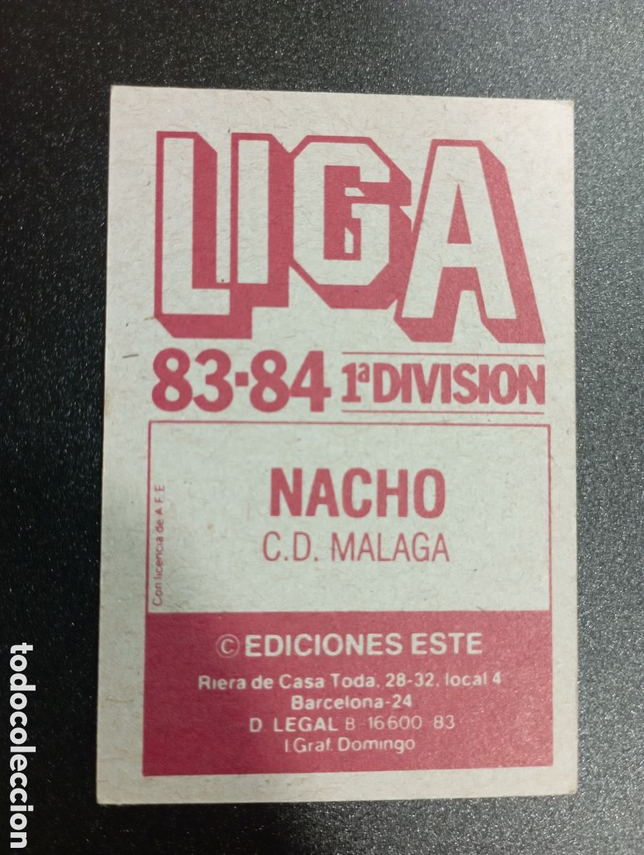 Cromos de f&uacute;tbol: Ediciones Este 83-84 NACHO C.D. M&Aacute;LAGA - Foto 2