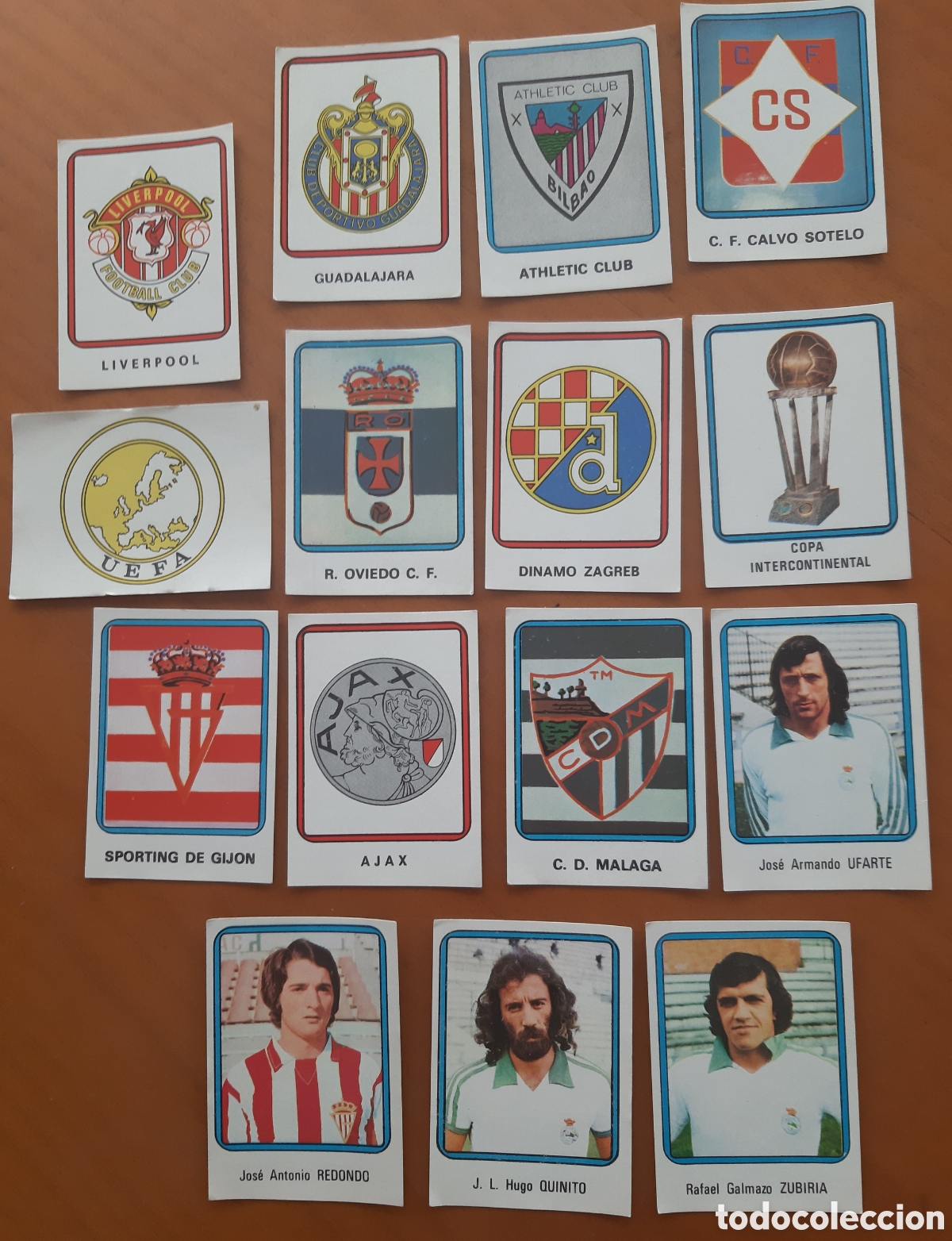 Fu&szlig;ball-Sticker: Lote cromos Panini-Vulcano. 75-76. Quince cromos sin pegar. R7302