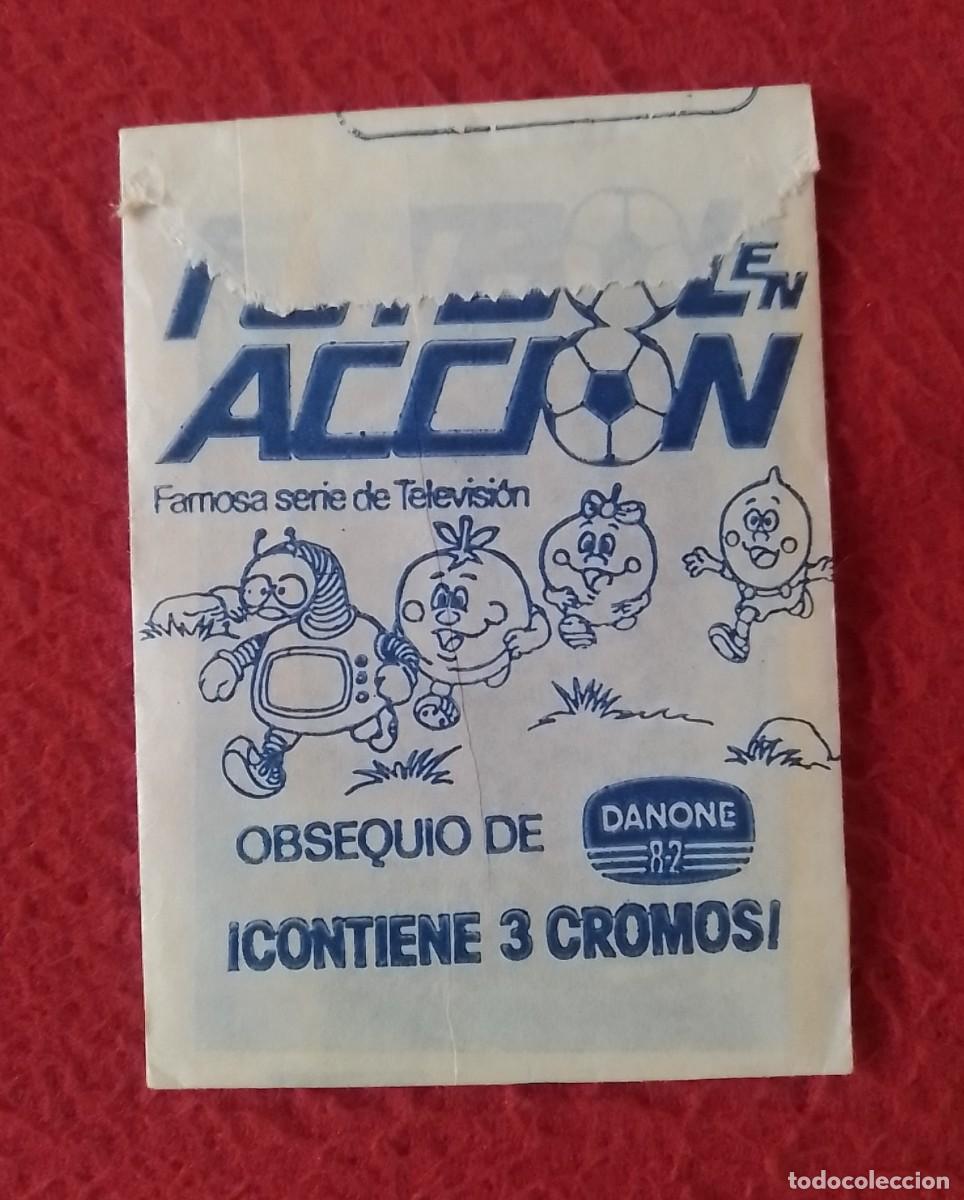 Cromos de F&uacute;tbol: ANTIGUO SOBRE DE CROMOS SIN ABRIR DANONE 82 OLD PACKAGE PACKET...F&Uacute;TBOL EN ACCI&Oacute;N MUNDIAL..FOOTBALL.