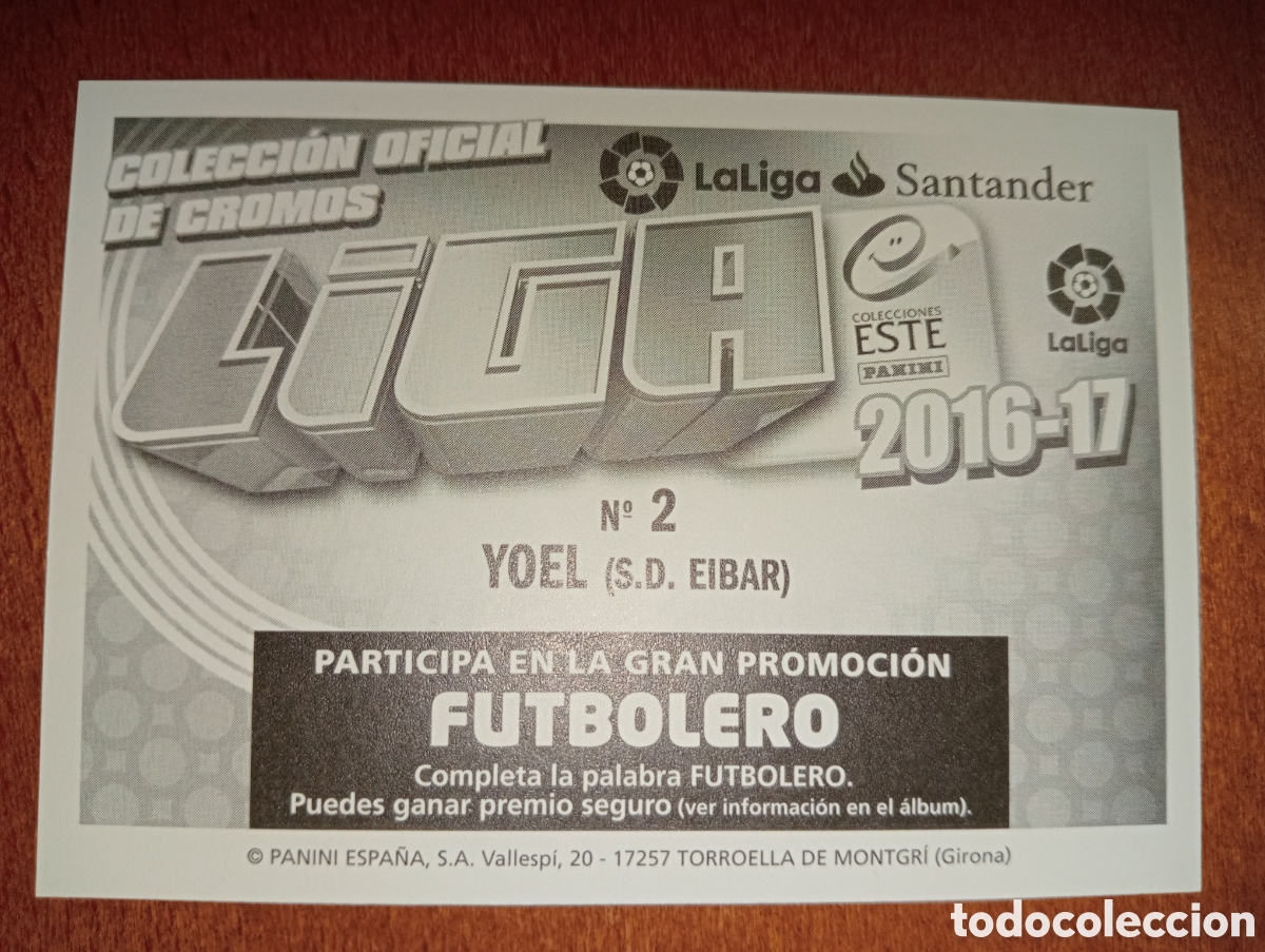 Cromos de f&uacute;tbol: Yoel n&deg;2 liga este 16/17 Eibar - Foto 2