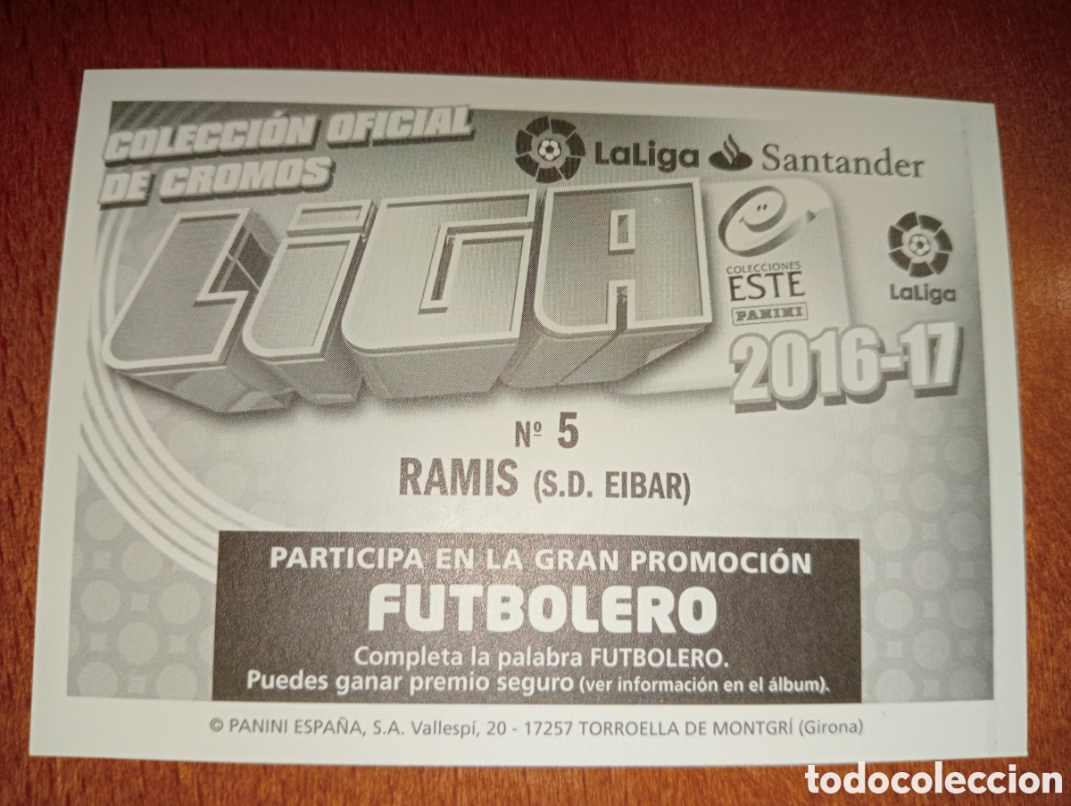Cromos de f&uacute;tbol: Ramis n&deg;5 liga este 16/17 Eibar - Foto 2