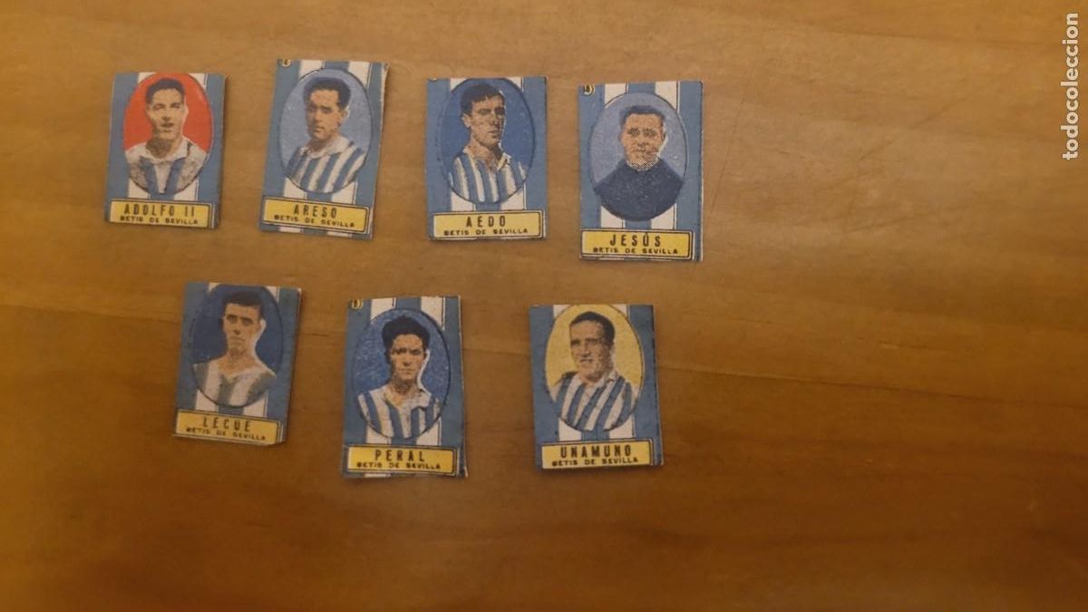 Cromos de F&uacute;tbol: 7 CROMOS PEQUE&Ntilde;OS, BETIS DE SEVILLA, LOS LOS CIEN ASES DEL F&Uacute;TBOL ESPA&Ntilde;OL, A&Ntilde;OS 30.