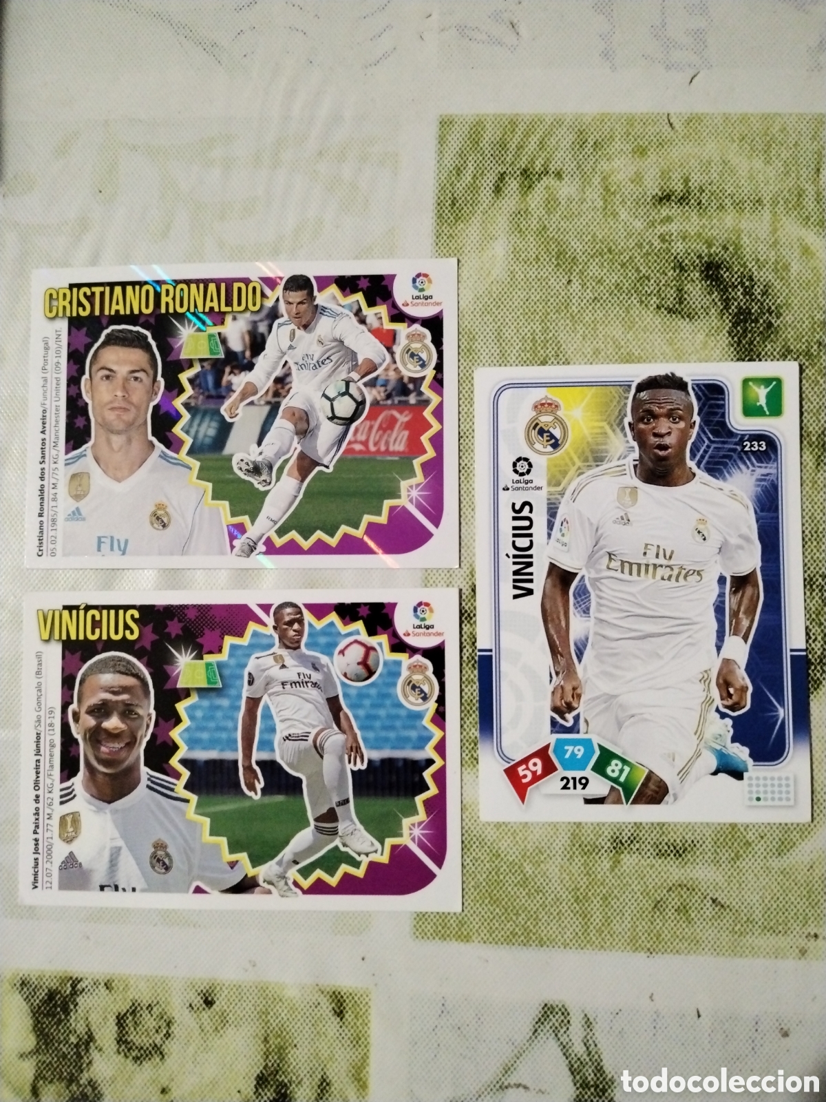 Cromos de Futebol: Cromos f&uacute;tbol fichaje Vinicius Cristiano Ronaldo liga Santander 2018-19 +regalo