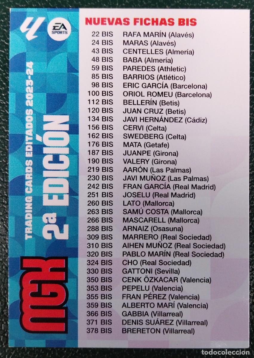 Fu&szlig;ball-Sticker: INDICE CHECK LIST 2&ordf; EDICION FICHAS ALBUM MEGACRACKS 2023 2024 23 24