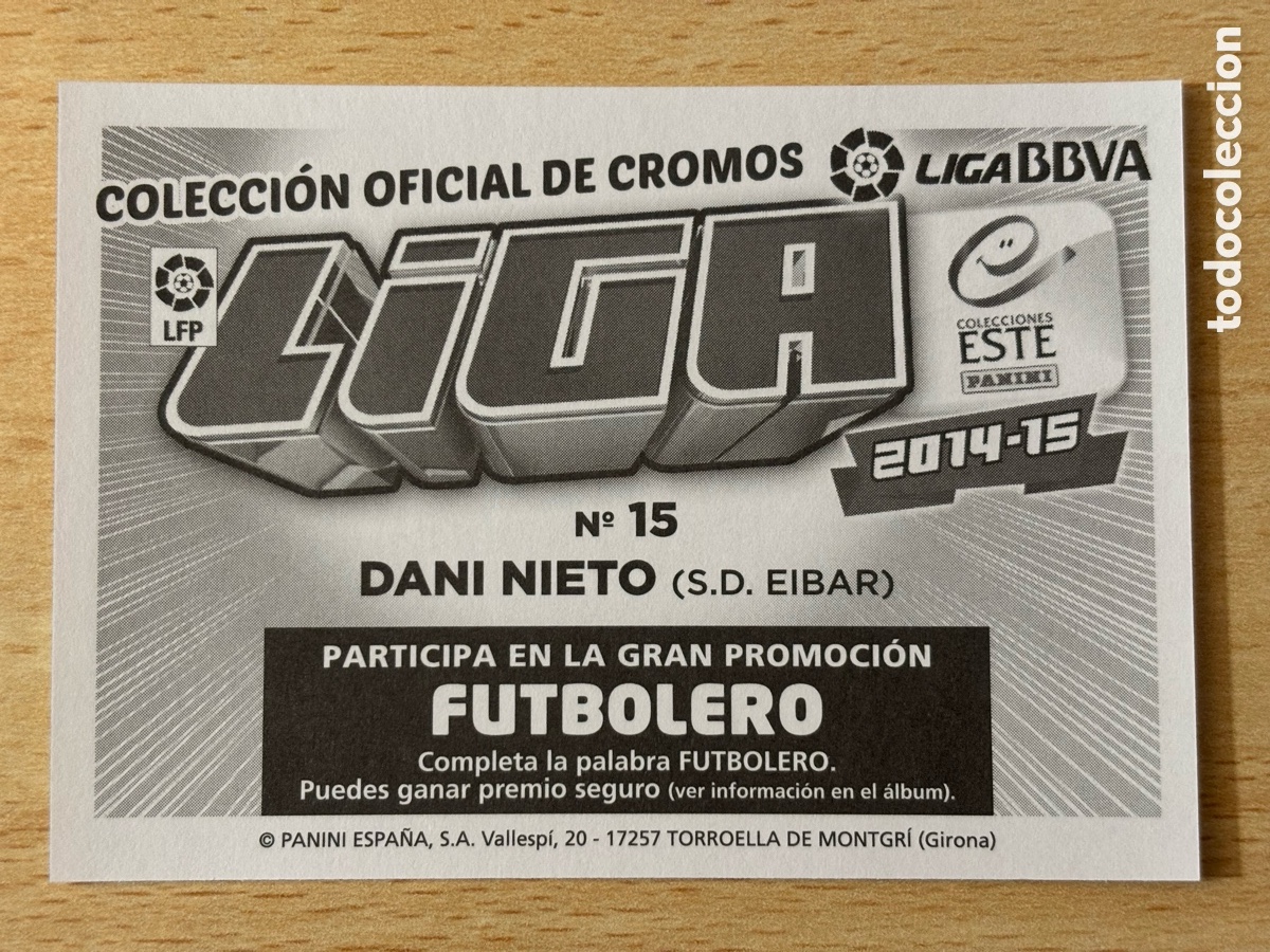 Cromos de f&uacute;tbol: # 15 Dani Nieto SD &Eacute;ibar Ediciones Este 2014-15 nuevo - Foto 2