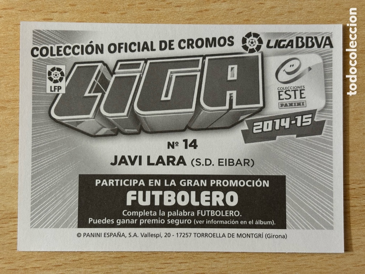 Cromos de f&uacute;tbol: # 14 Javi Lara SD &Eacute;ibar Ediciones Este 2014-15 nuevo - Foto 2