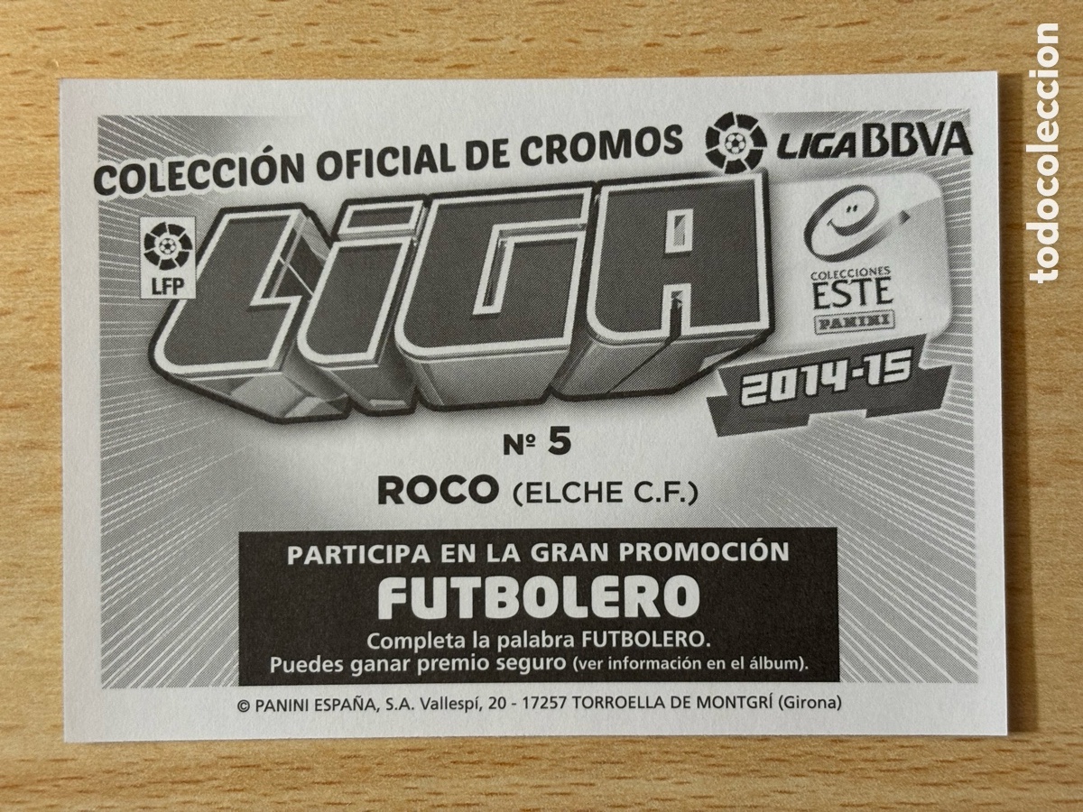 Cromos de f&uacute;tbol: # 5 Roco Elche CF Ediciones Este 2014-15 nuevo - Foto 2