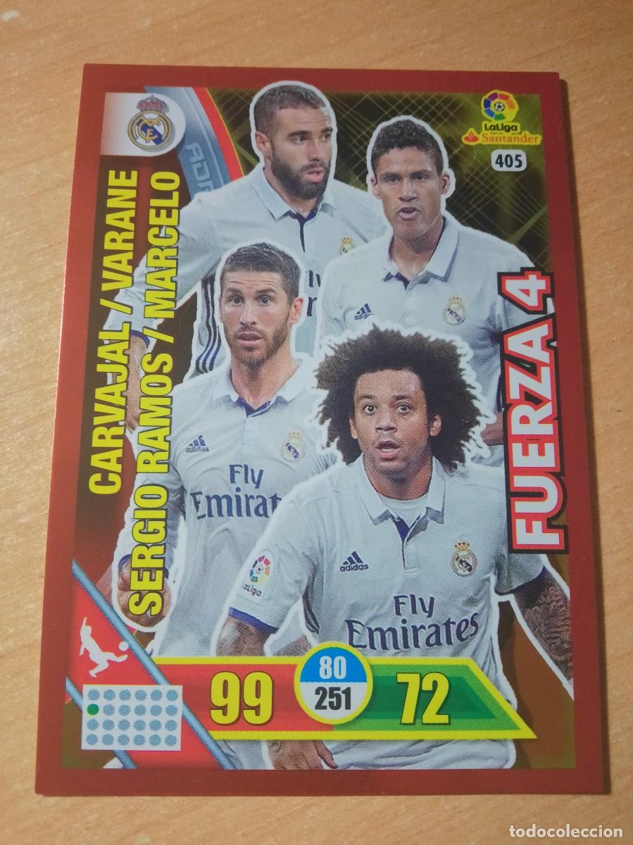 Cromos de F&uacute;tbol: 405 CARVAJAL , VARANE, RAMOS, MARCELO FUERZA 4 REAL MADRID ADRENALYN 2016 2017 PANINI 16 17
