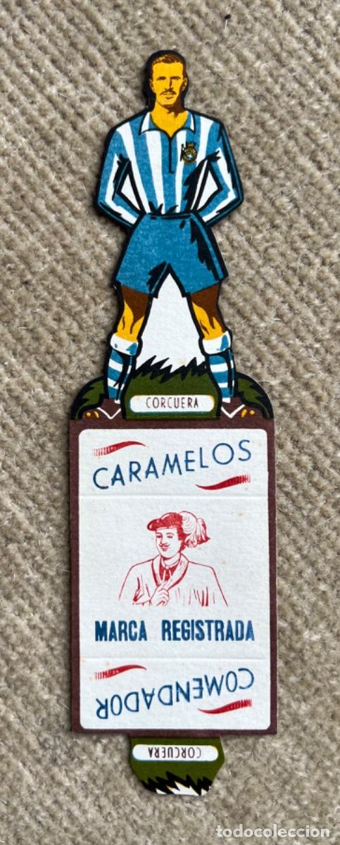 Figurine di Calcio: Corcuera (Dep. Coru&ntilde;a) - Cromo troquelado de f&uacute;tbol - A&ntilde;os 50 - Publicidad Caramelos Comendador