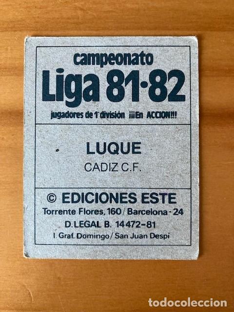 Cromos de f&uacute;tbol: LUQUE CADIZ 81-82 ESTE SIN PEGAR - Foto 2
