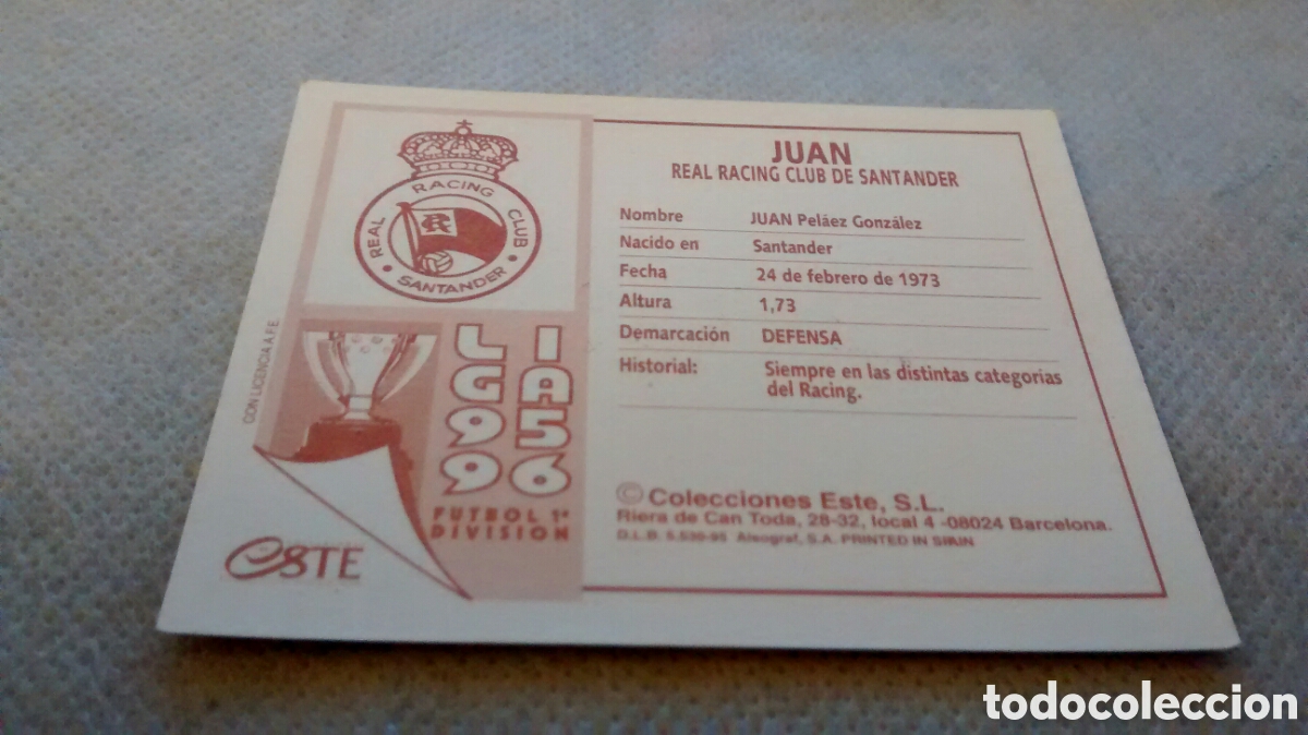 Cromos de f&uacute;tbol: 95 96 1995 1996 EDICIONES ESTE JUAN, RACING - Foto 2