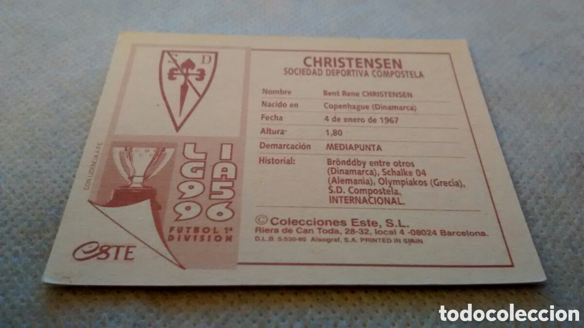 Cromos de f&uacute;tbol: 95 96 1995 1996 EDICIONES ESTE CHRISTENSEN, COMPOSTELA - Foto 2