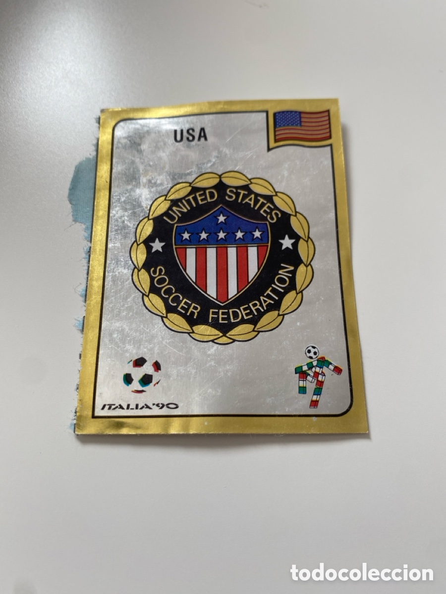 Cromos de f&uacute;tbol: Cromo panini mundial Italia 90 n&uacute;mero 95 escudo USA - Stickers album world cup Italy 1990