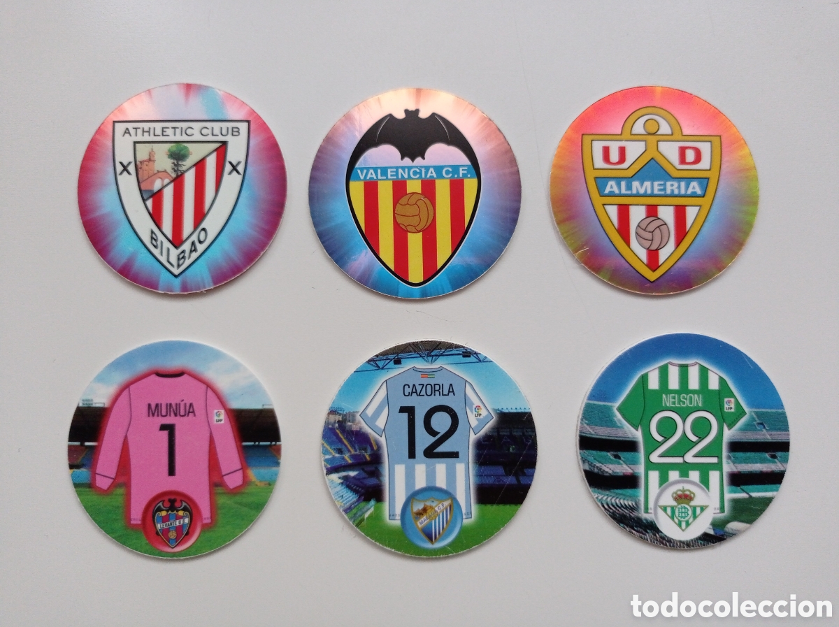 Cromos de f&uacute;tbol: Lote de 6 tazos Cheetos de futbol