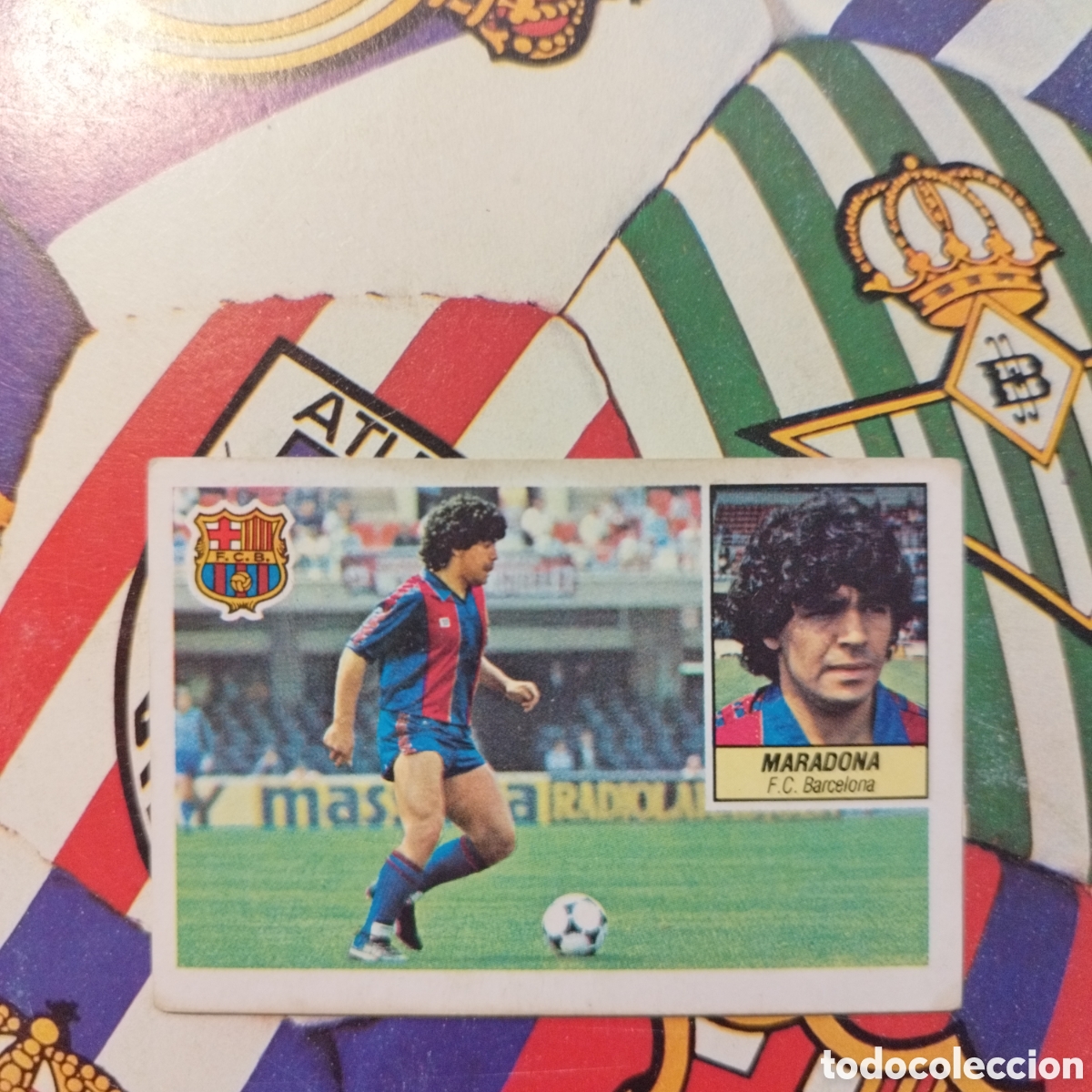 Cromos de f&uacute;tbol: COLECCIONES ESTE LIGA 1984 1985 FC.BARCELONA MARADONA BAJA ,MUY DIFICIL EN BUEN ESTADO SIN PEGAR
