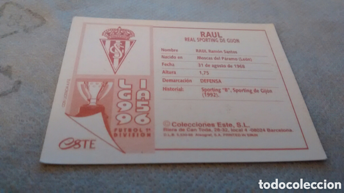 Cromos de f&uacute;tbol: 95 96 1995 1996 EDICIONES ESTE RAUL, SPORTING - Foto 2