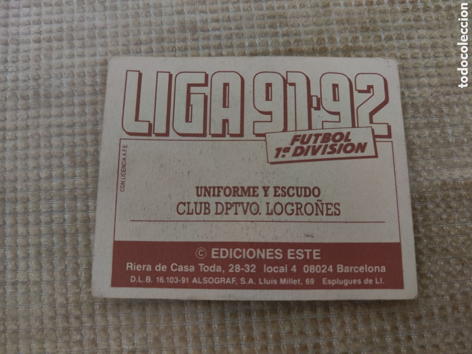 Cromos de f&uacute;tbol: Este 91 92 sin pegar Escudo Logro&ntilde;&eacute;s - Foto 2