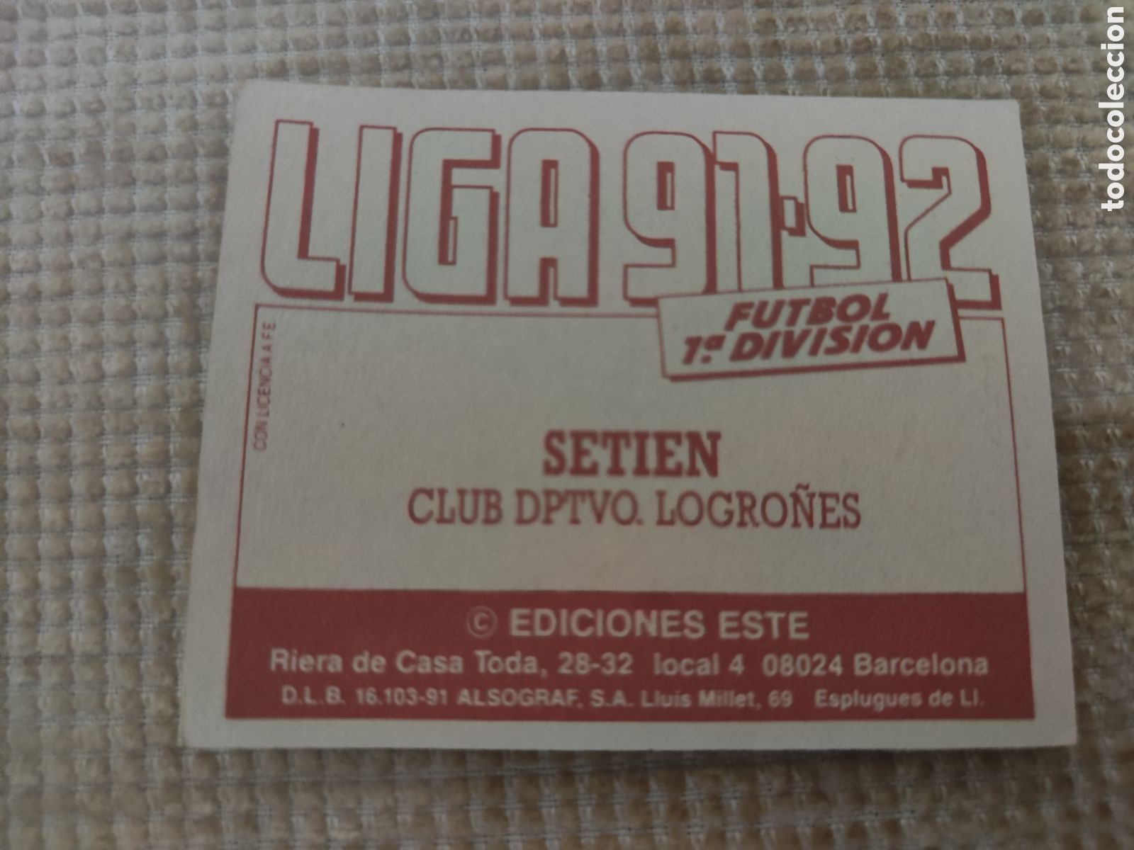 Cromos de f&uacute;tbol: Este 91 92 sin pegar Logro&ntilde;&eacute;s Quique Setien - Foto 2