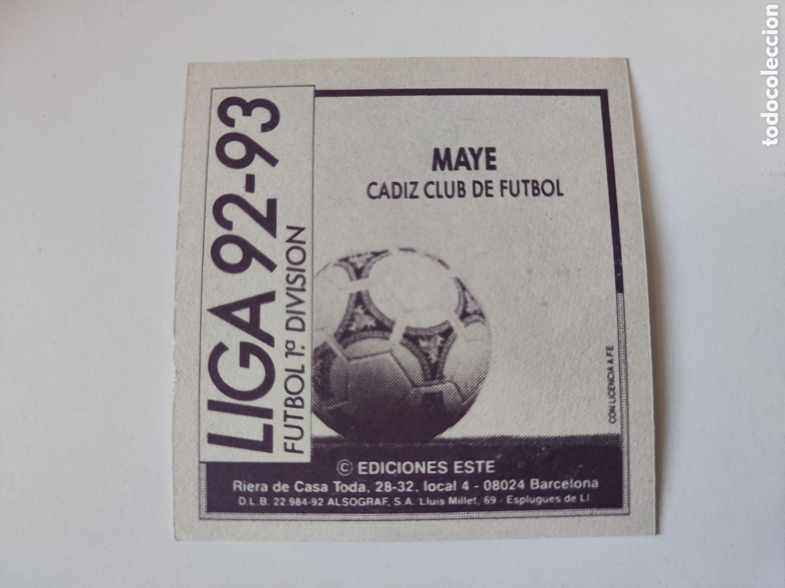 Cromos de f&uacute;tbol: Este 92 93 lev&iacute;simo despegado C&aacute;diz Maye - Foto 2