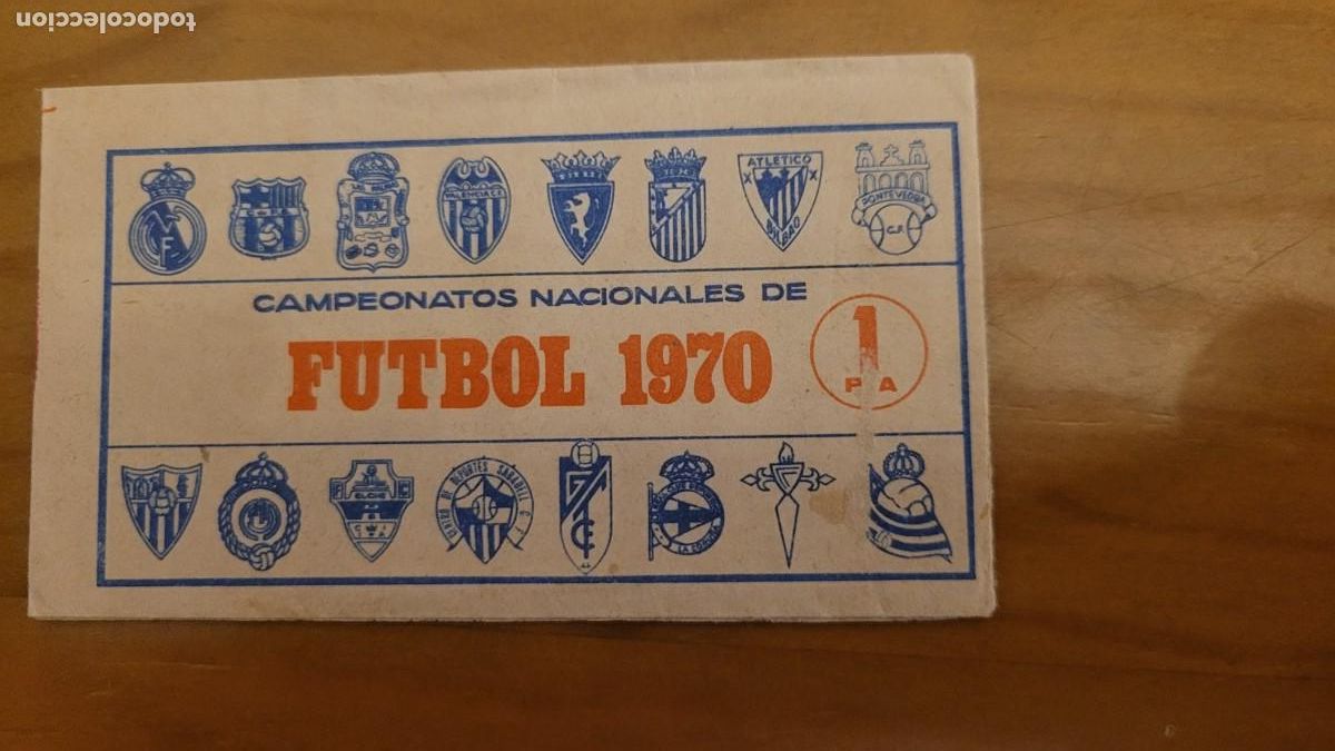 Cromos de f&uacute;tbol: SOBRE SIN CROMOS, CAMPEONATOS NACIONALES F&Uacute;TBOL 1970, ED. RUIZ ROMERO.