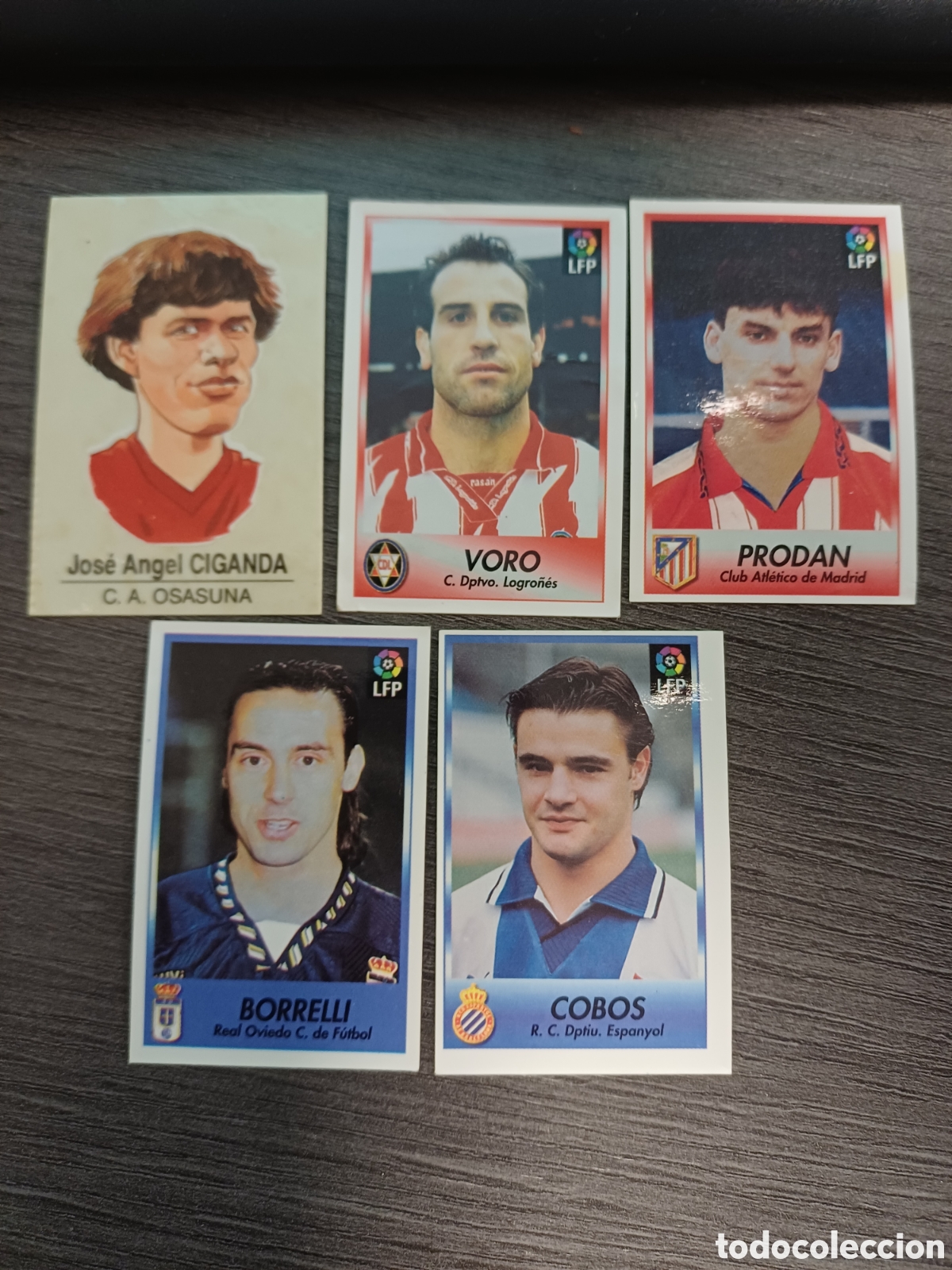Cromos de F&uacute;tbol: 5 cromos futbol bollycao, liga 96.97, sigue la liga, caricaturas de futbolistas, nuevos