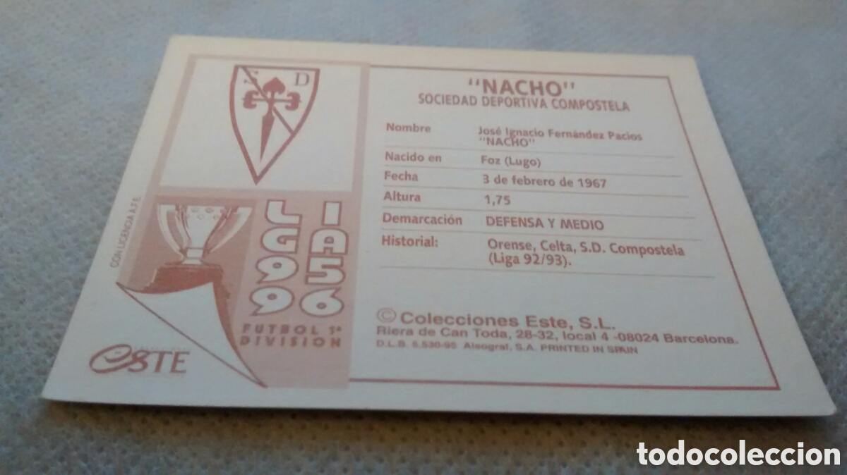 Cromos de f&uacute;tbol: 95 96 1995 1996 EDICIONES ESTE NACHO, COMPOSTELA - Foto 2