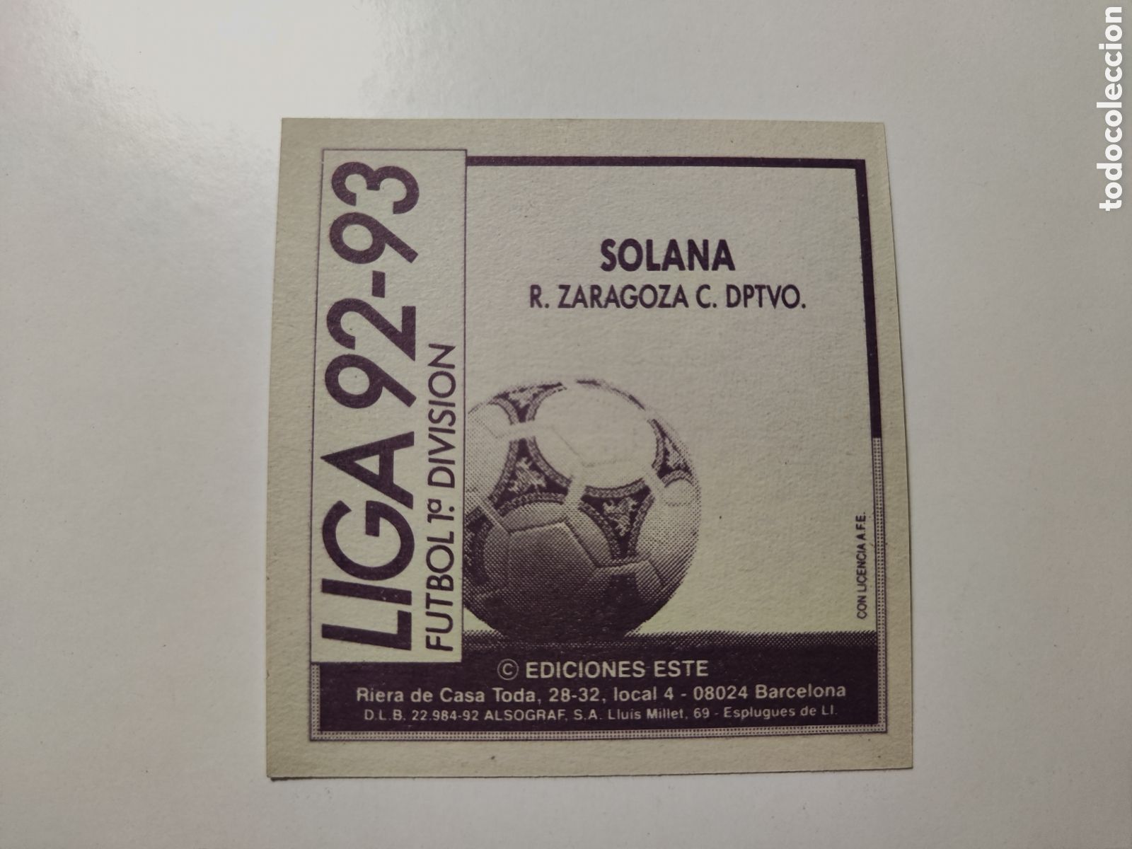 Cromos de f&uacute;tbol: Este 92 93 lev&iacute;simo despegado Zaragoza Solana - Foto 2