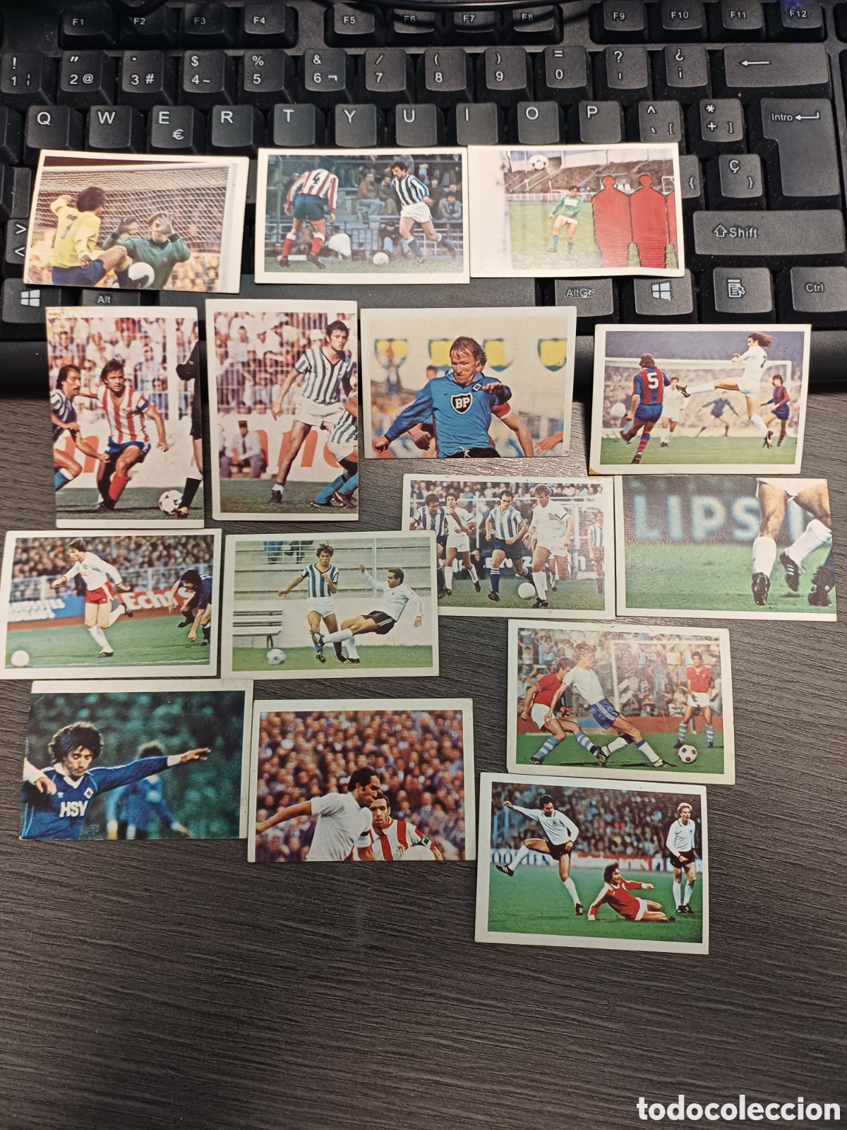 Cromos de F&uacute;tbol: 15 cromos futbolistas en accion, campeonato liga 80-81, Este, nunca pegados