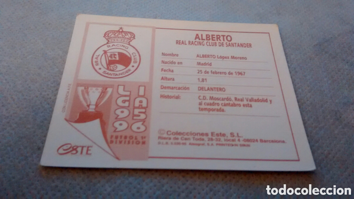 Cromos de f&uacute;tbol: 95 96 1995 1996 EDICIONES ESTE ALBERTO, RACING - Foto 2