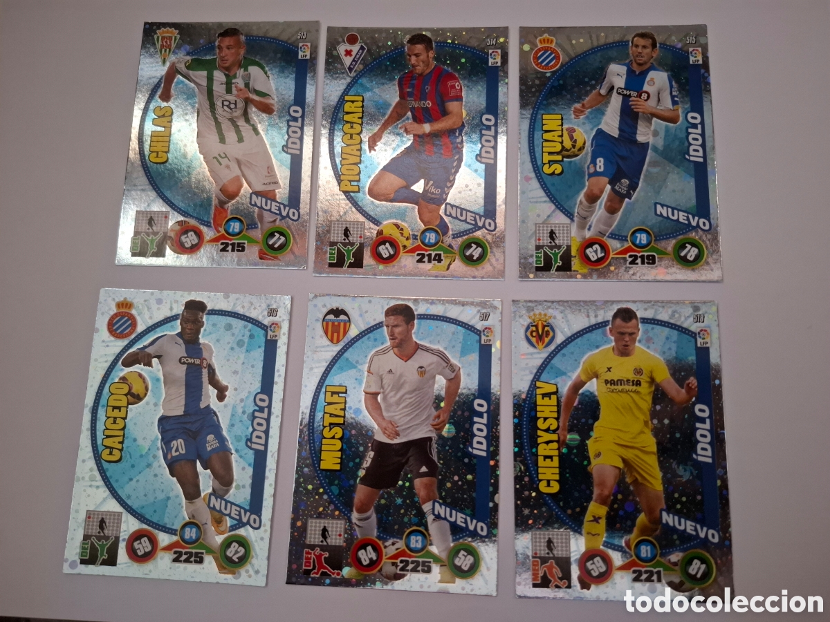 Football Stickers: ADRENALYN PANINI 2014 15 LOTE IDOLOS CHILAS PIOVACCARI STUANI CAICEDO MUSTAFI CHERYSHEV