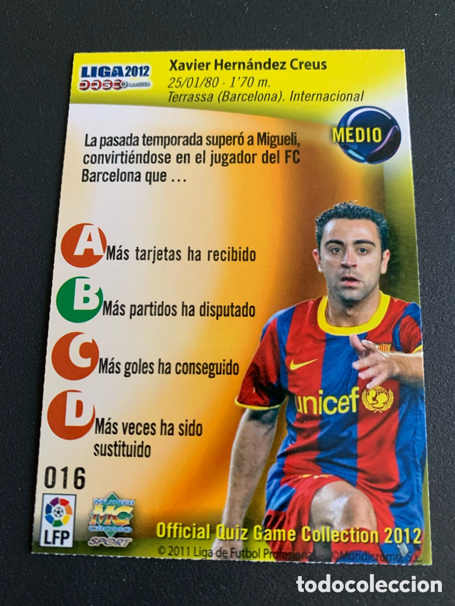 Cromos de f&uacute;tbol: Mundicromo 2012. 016. XAVI - Foto 2