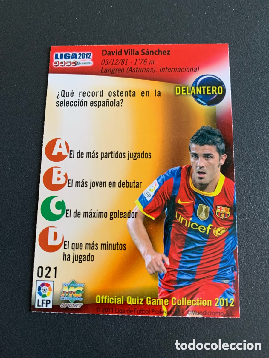 Cromos de f&uacute;tbol: Mundicromo 2012. 021. VILLA - Foto 2