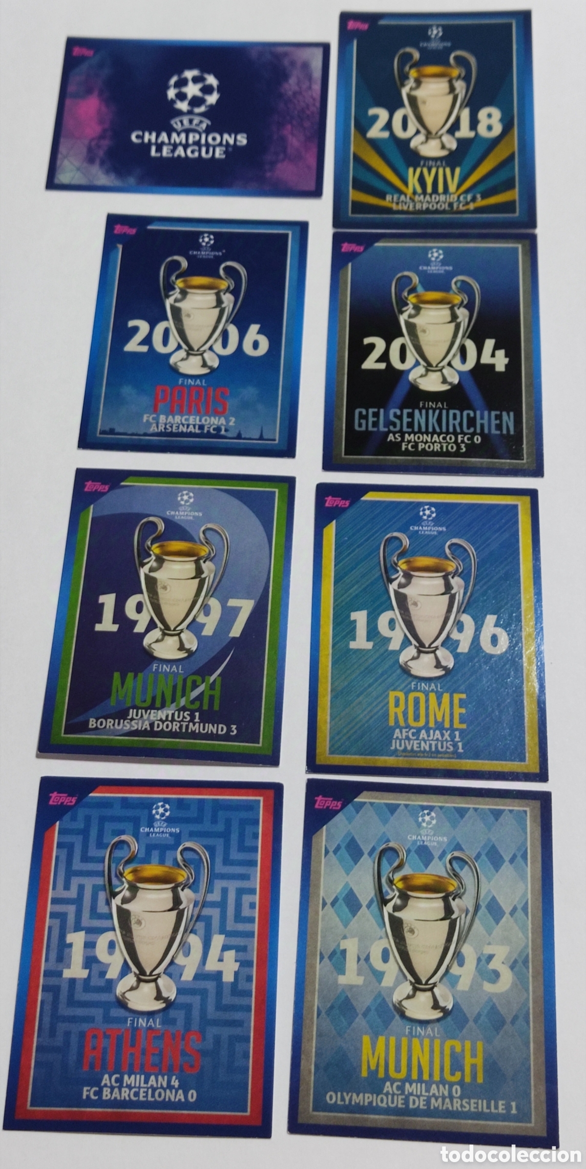 Fu&szlig;ball-Sticker: 8 Cromos Logo y Trofeos Champions League 21 22 Topps 2 5 6 8 9 16 18 30
